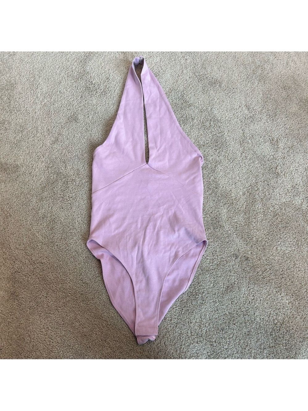 Zara lilac purple deep V plunge front twist halter bodysuit Sz M NWT - Picture 5 of 13